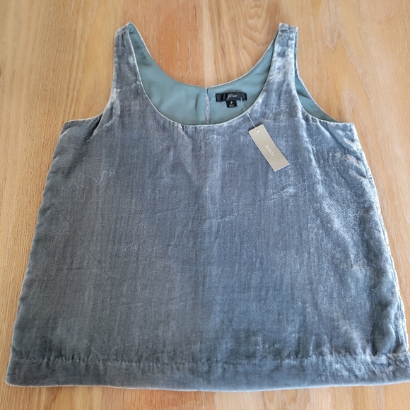NWT J. Crew Velvet Tank Top Gray Size 2 - Picture 2 of 6